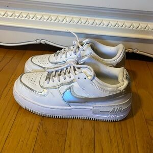 White and silver Nike AF1